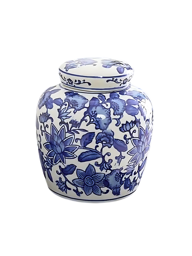 rememberme webshop - Urn Delfts Blauw - Sierlijke bloemen